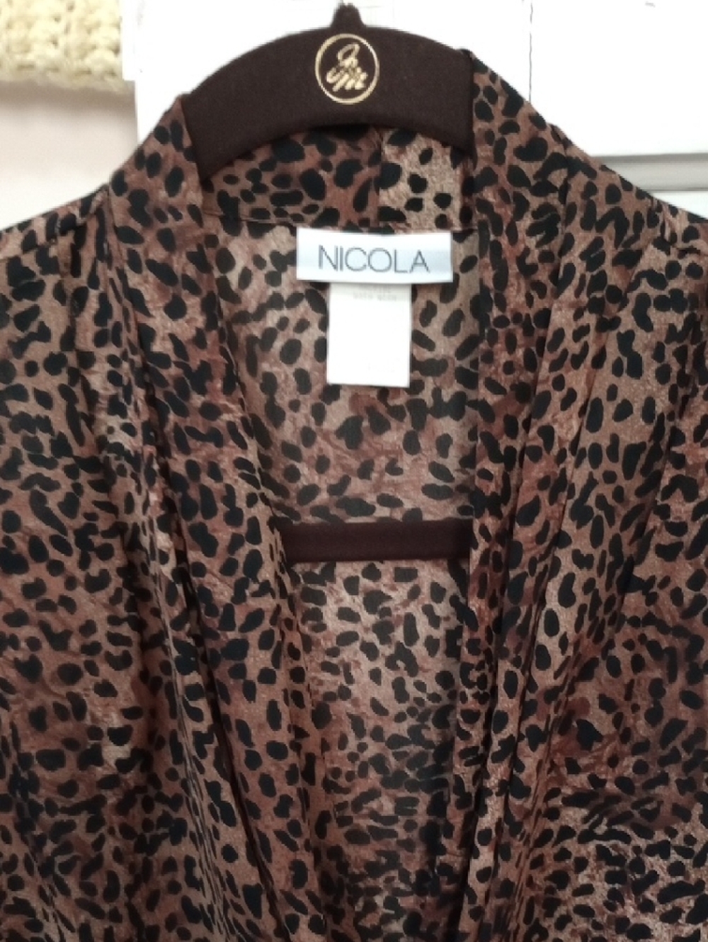 🥰3/$25 VTG NICOLA Brown Leopard Print Sleeveless V-Neck Camisole - Picture 3 of 8